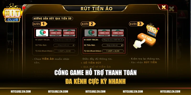 Cổng game hỗ trợ thanh toán đa kênh cực kỳ nhanh